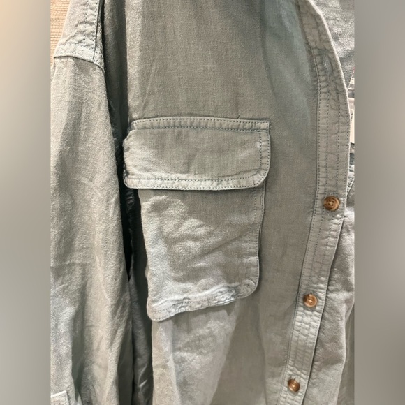 NWT new we the free people made for sun linen shirt button down small light blue - Picture 8 of 17